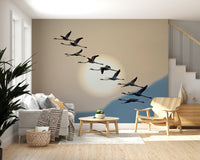 A serene subtle bird wall mural for your decor.