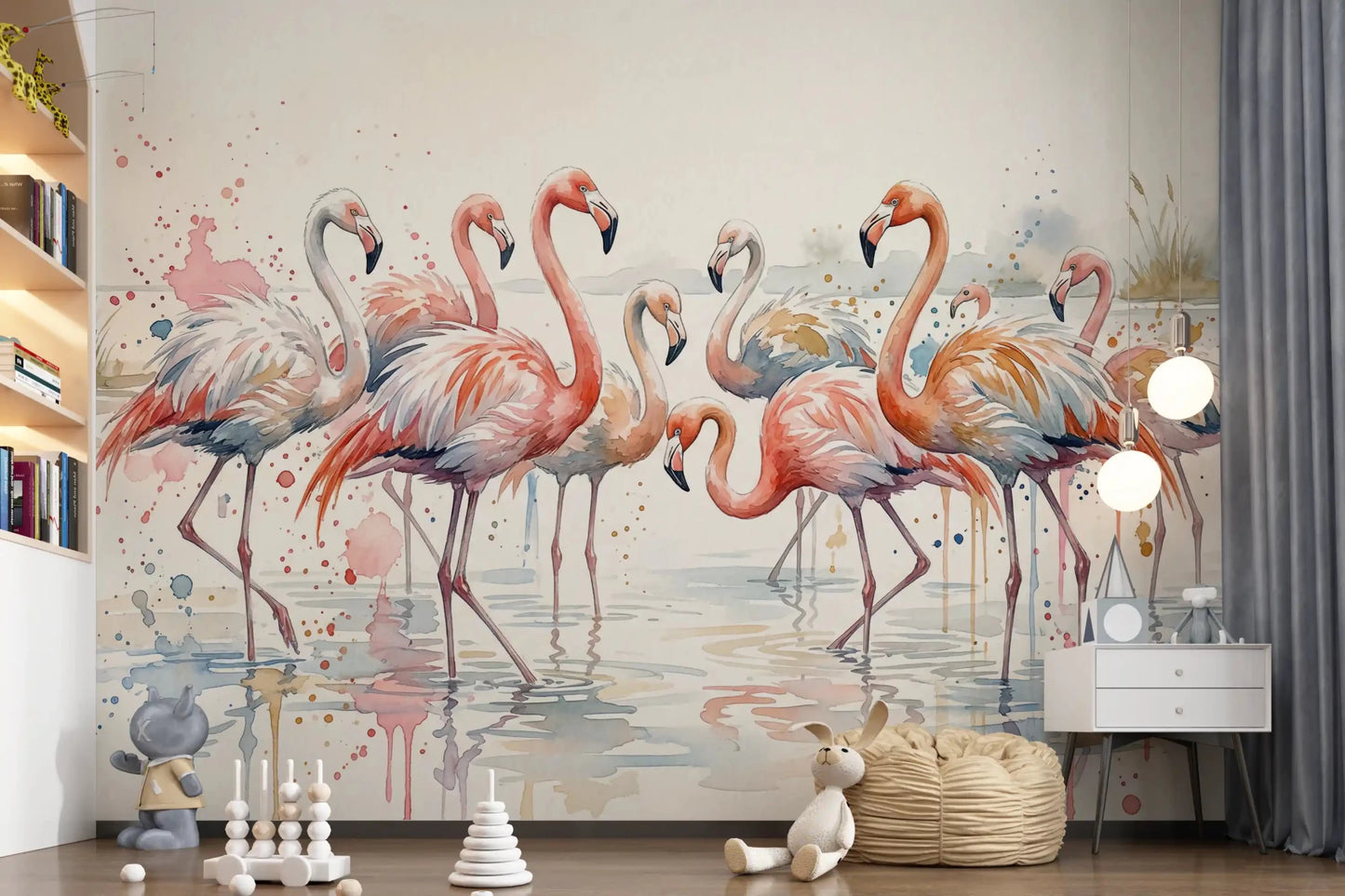 Flamingo Lagoon Dream Wall Mural