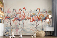 Flamingo Lagoon Dream Wall Mural