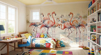 Flamingo Lagoon Dream Wall Mural