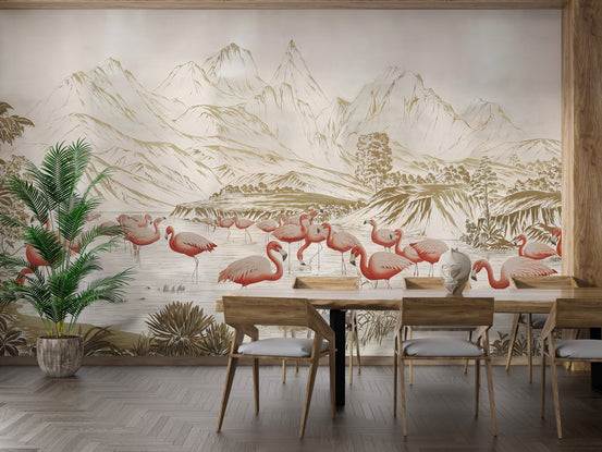 Elegant flamingo wallpaper for serene pastel decor C46