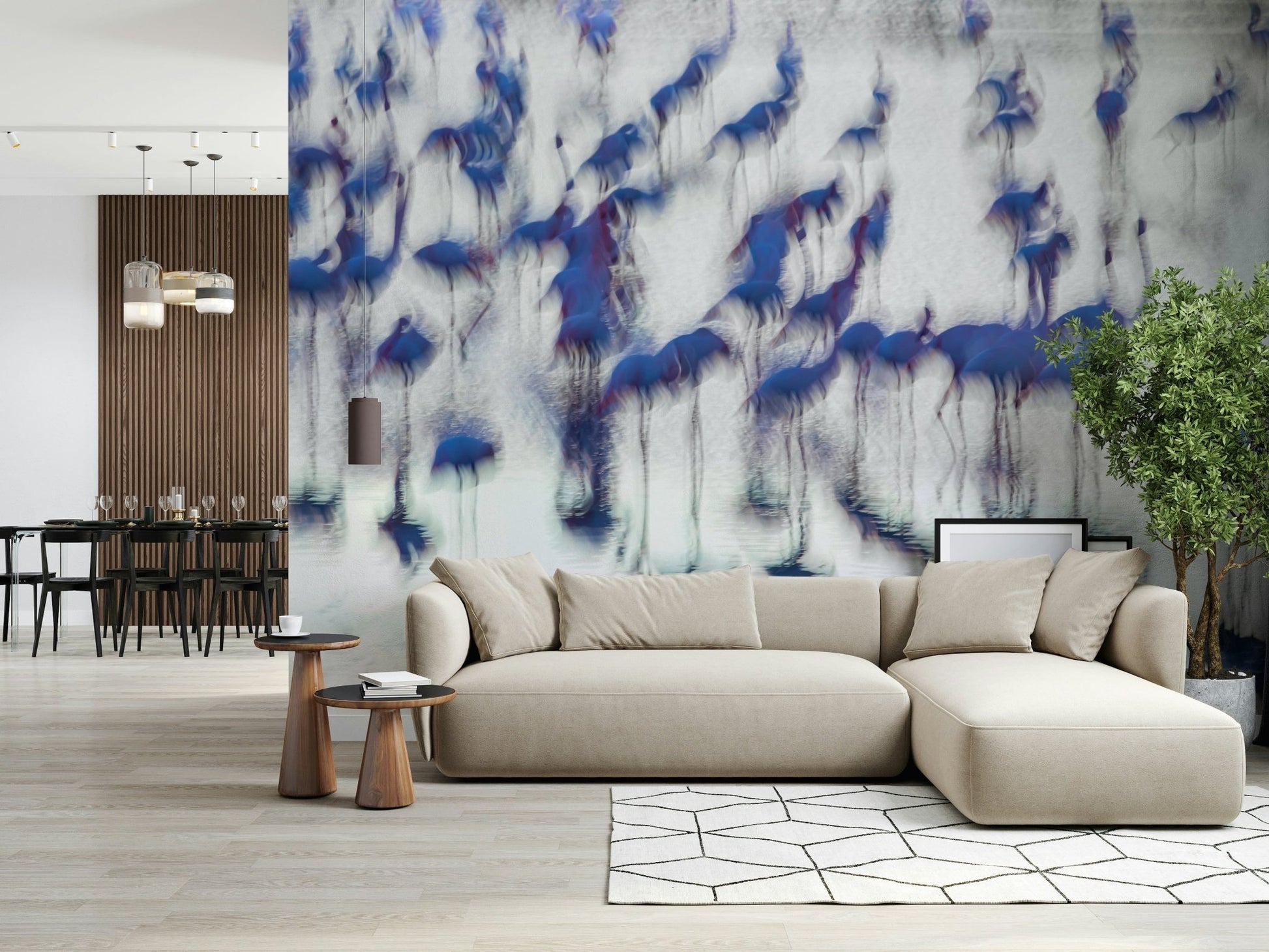 A graceful subtle bird wall mural in bright, pink tones., GD5859