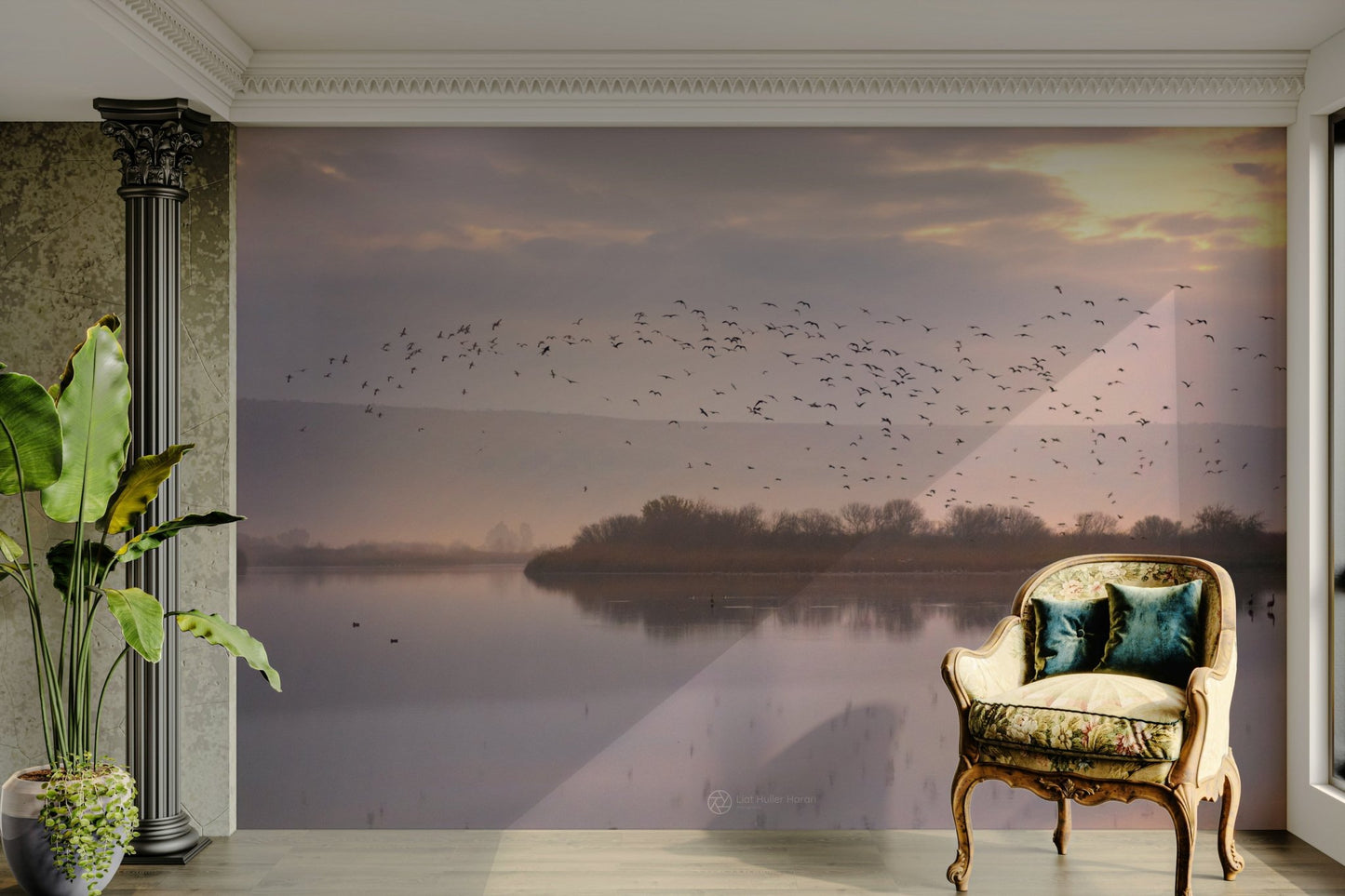 Peaceful twilight flight mural
