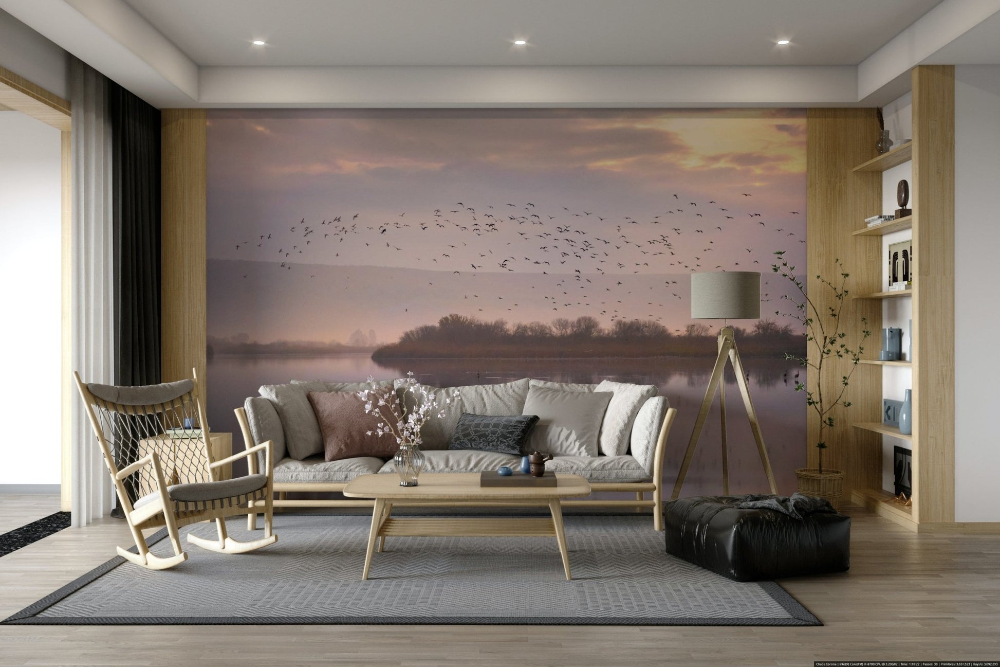 Soft light evening wallcovering
