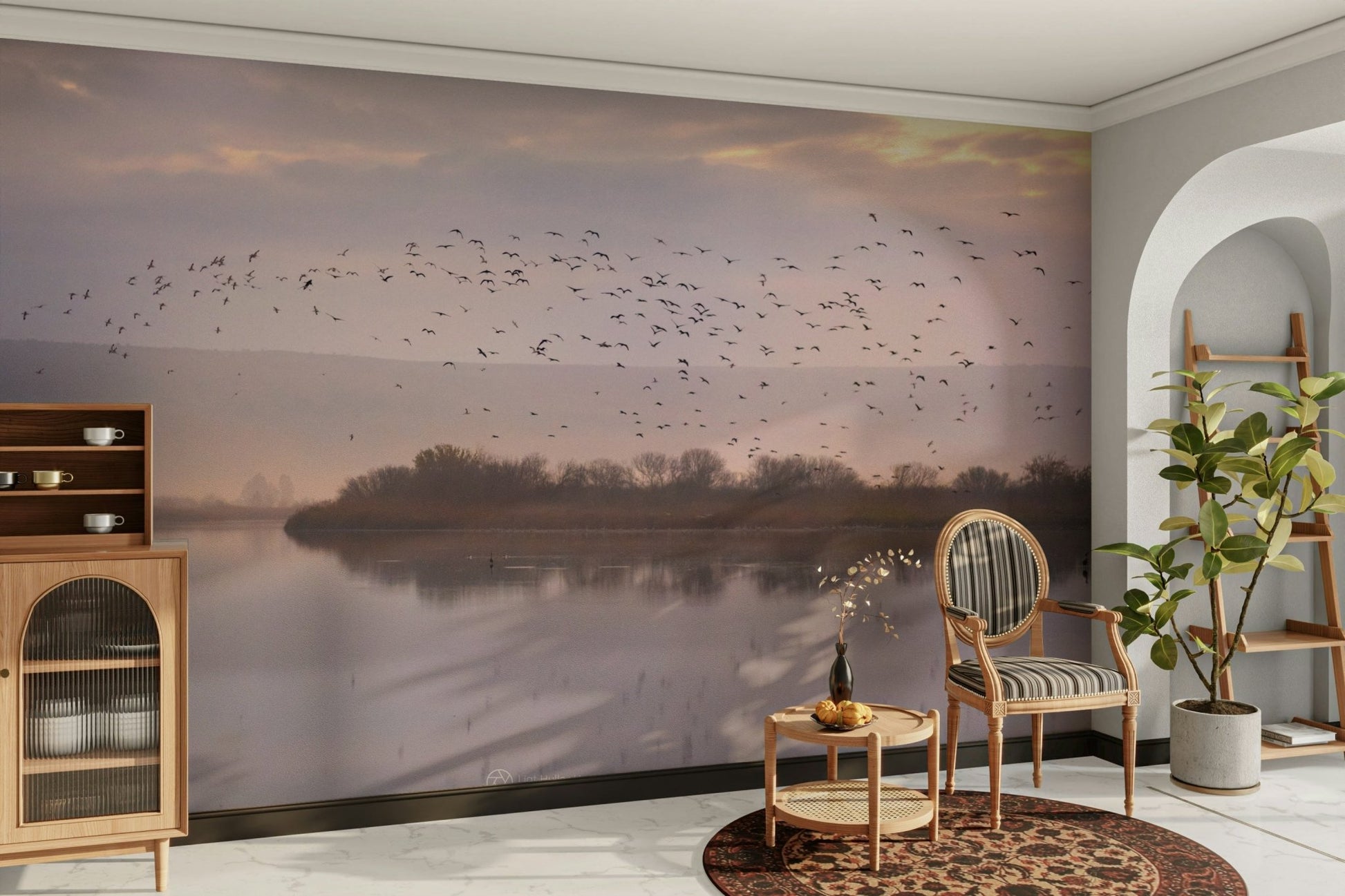 Serene evening sky mural
