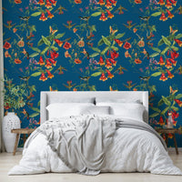 A calming floral design wallpaper mural that defines a space.

