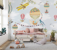 Floating Balloons Kids Wallpaper Mural - Giffywalls