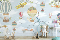 Floating Balloons Kids Wallpaper Mural - Giffywalls