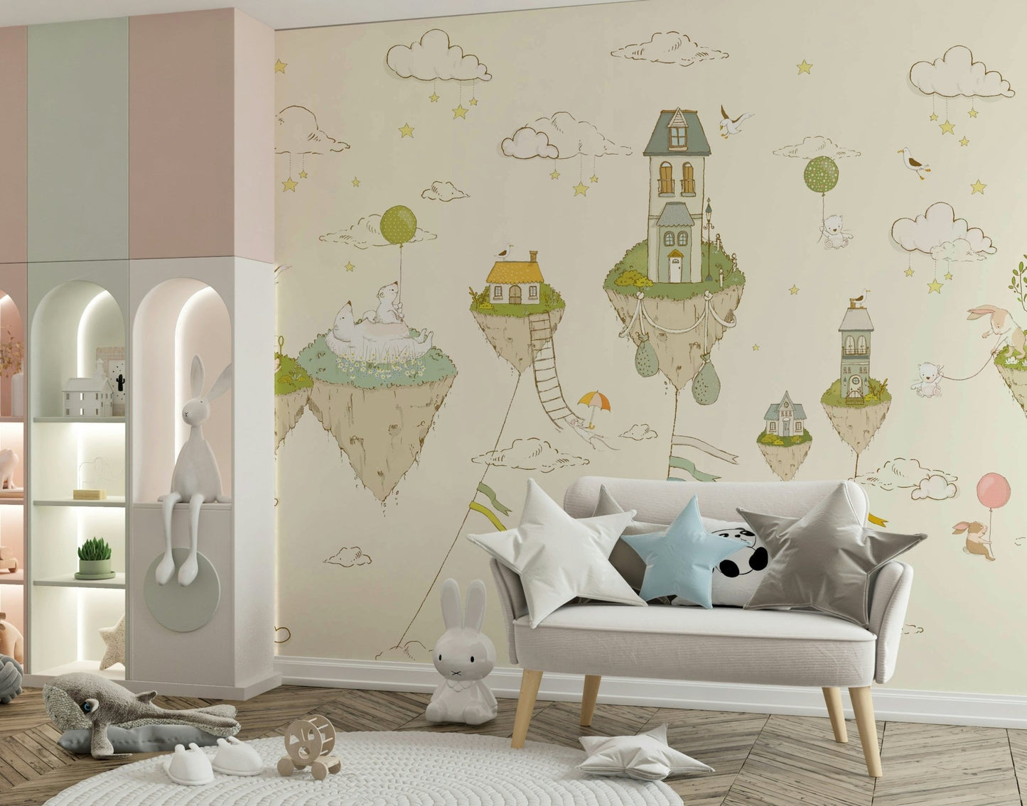 A beautiful modern art wall mural of delicate lines., GD5736