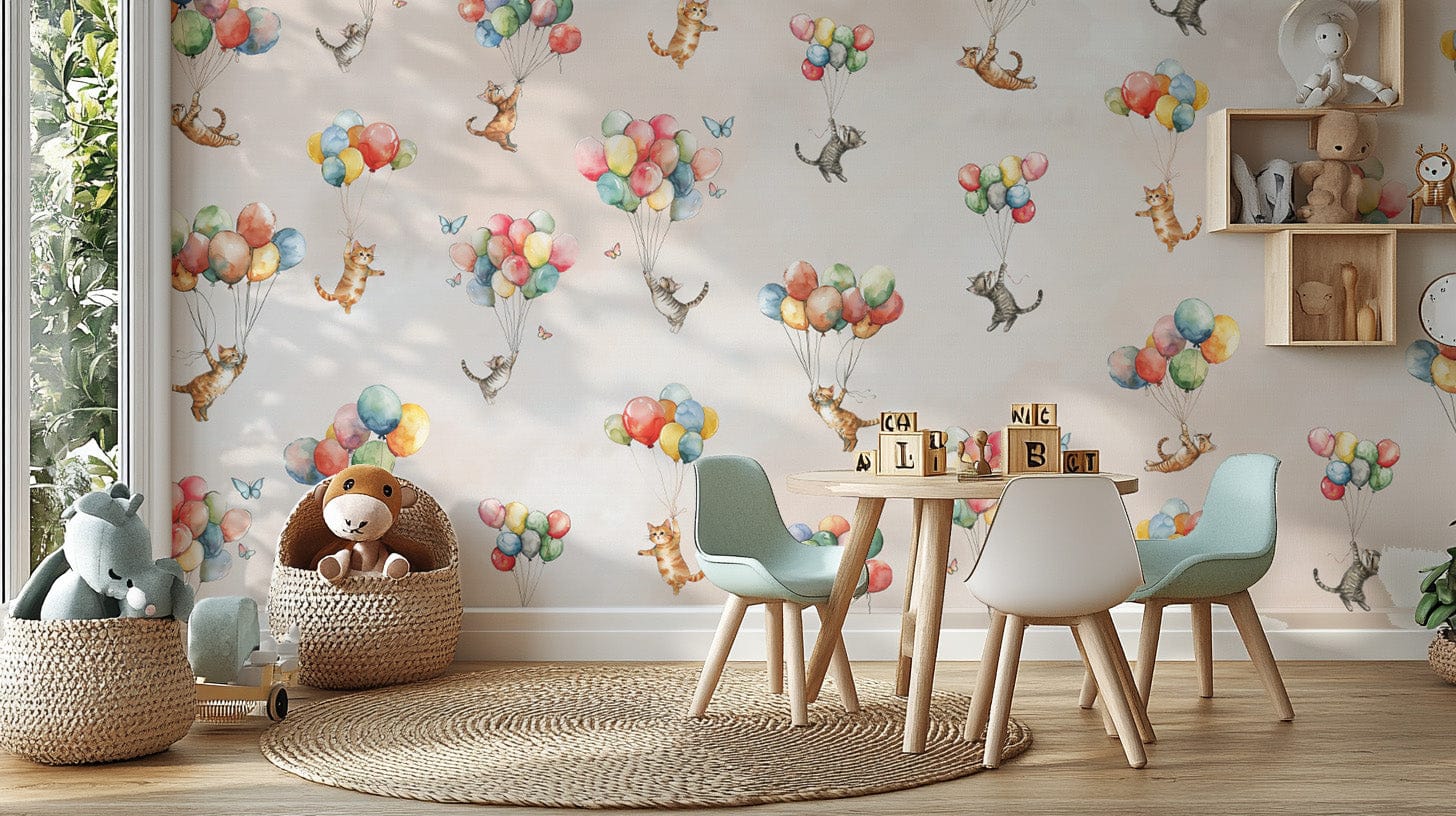 Floating feline fantasy wallpaper for kids. EP11