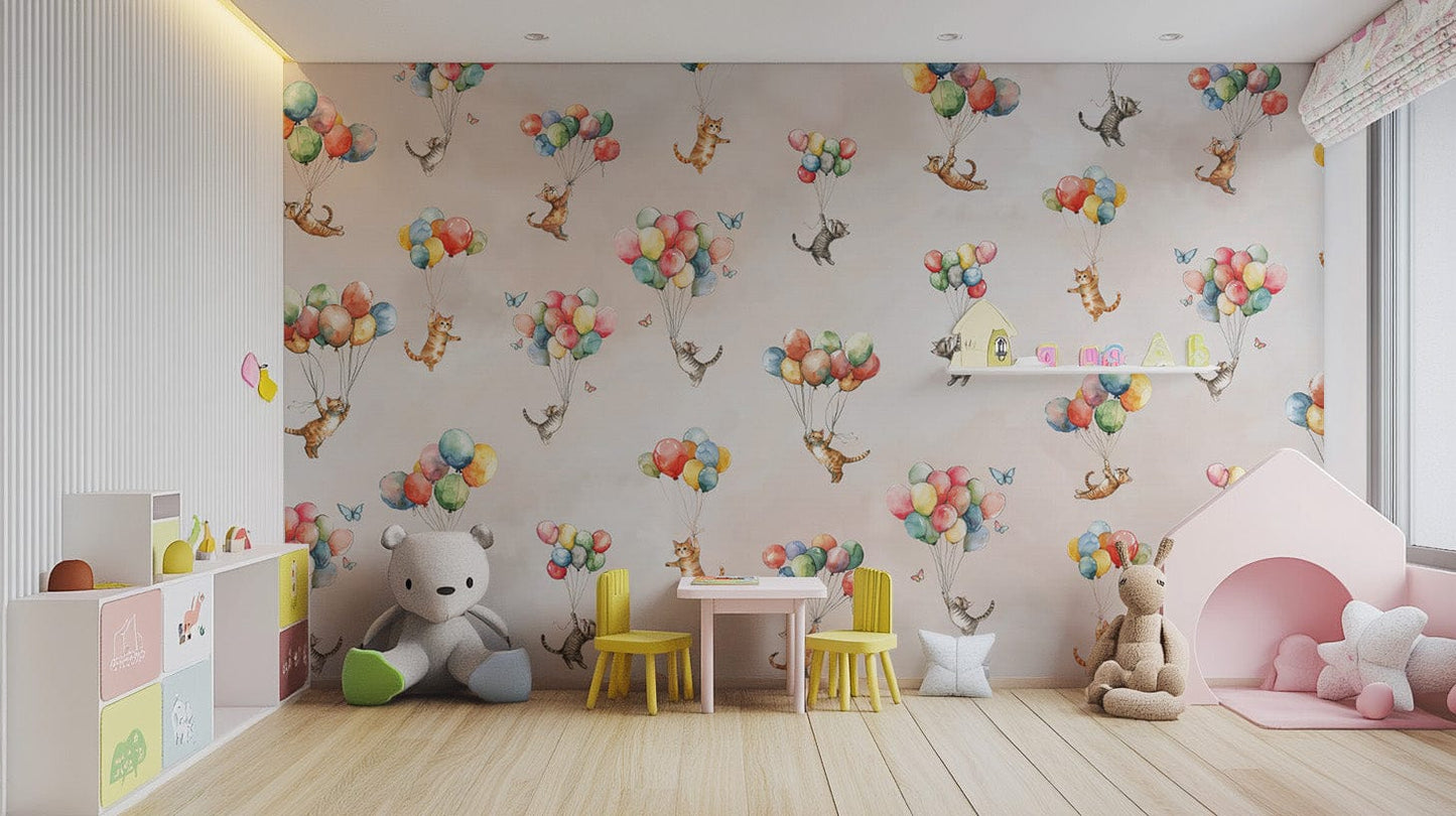 Cat-themed fantasy wallpaper for kids' decor. EP11


