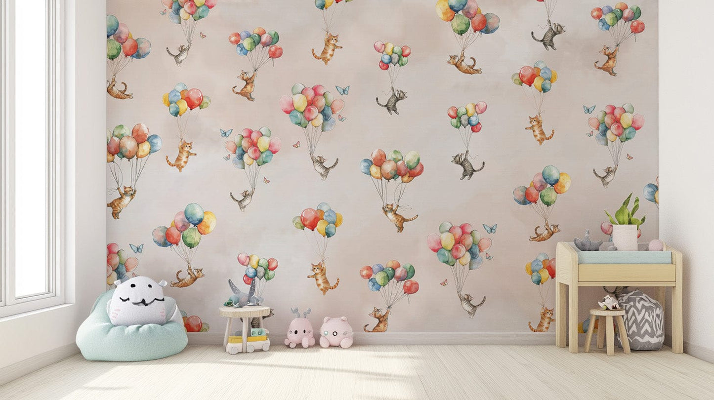 Kids room wallpaper with dreamy cat art.
EP11
