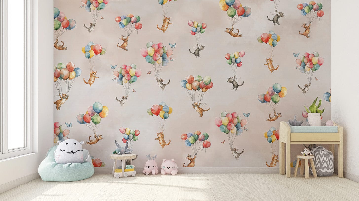 Kids room wallpaper with dreamy cat art.
EP11
