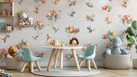 Whimsical cat wallpaper for children's rooms. EP11

