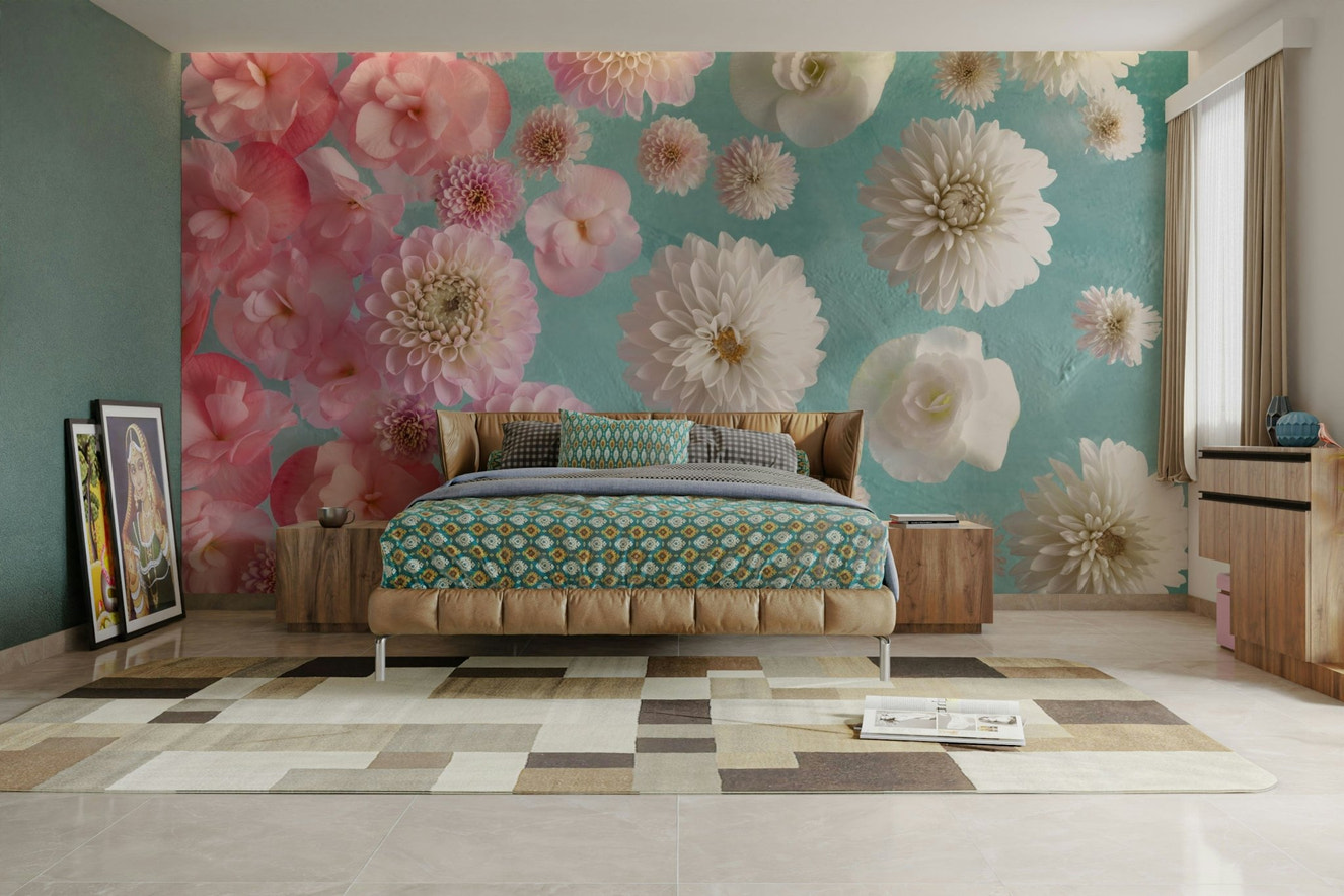 Floating Florals Wall Mural for Elegant Interiors

