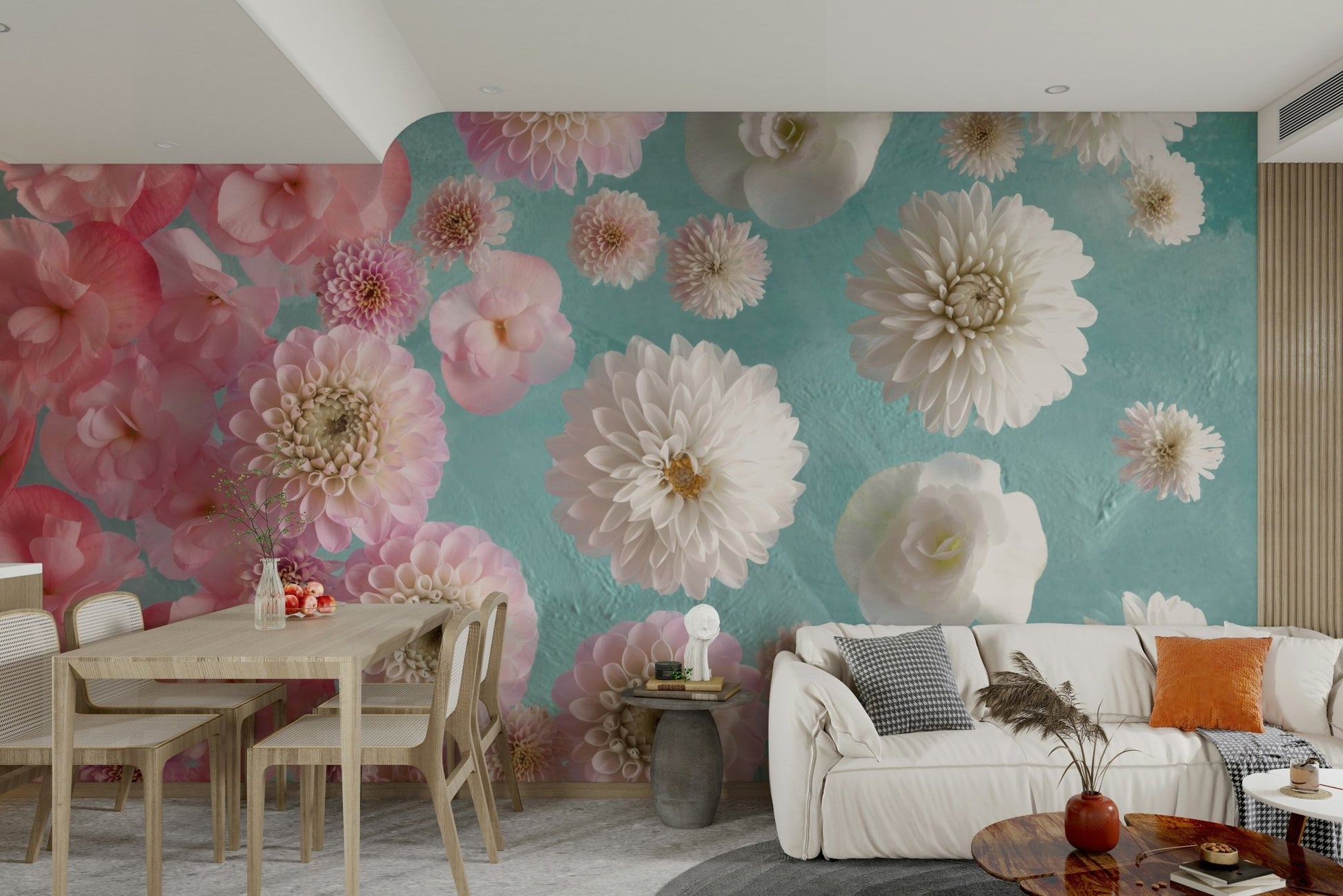 Elegant Floating Floral Mural for Modern Homes

