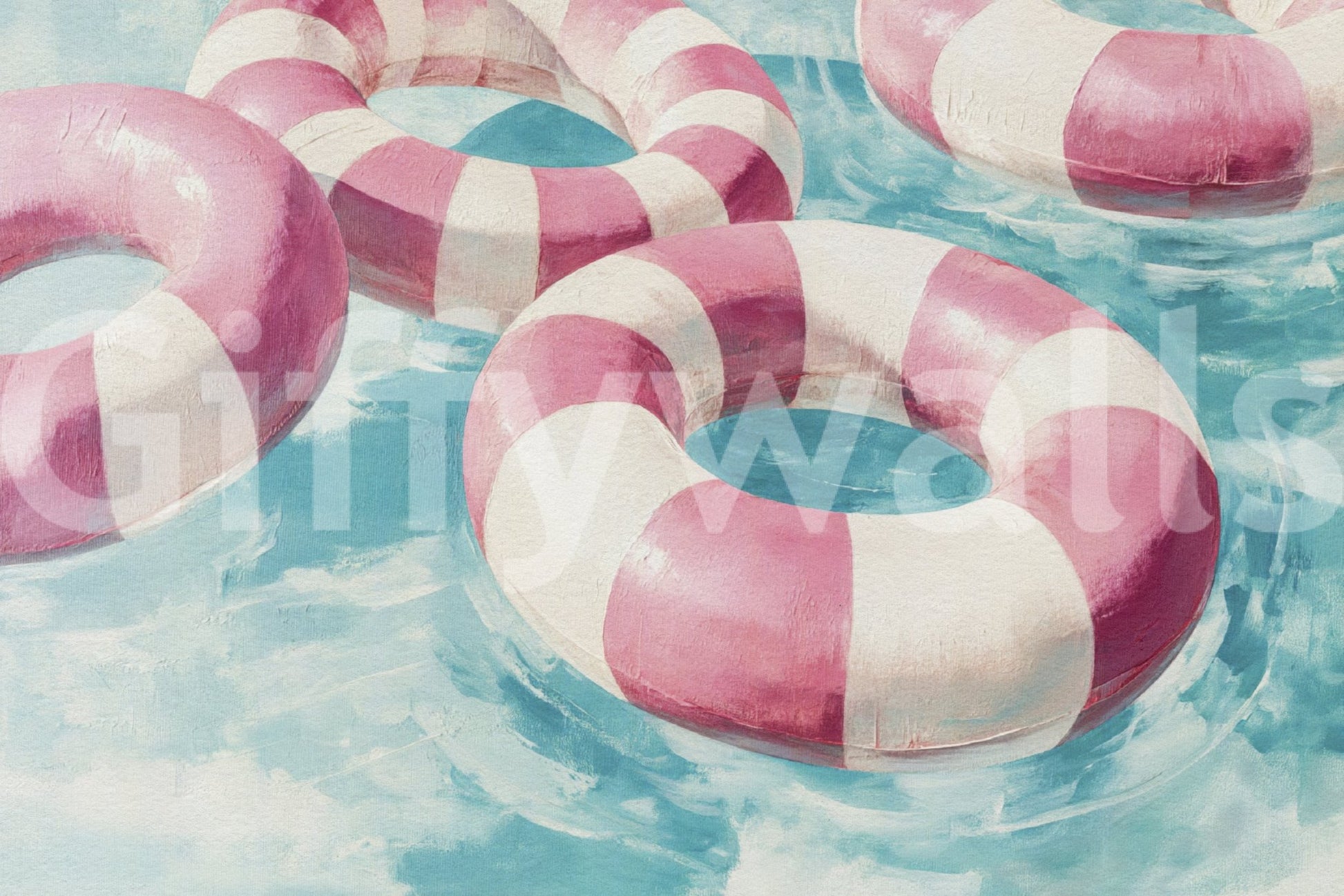 Muted tones and gentle flow in abstract mural artwork

