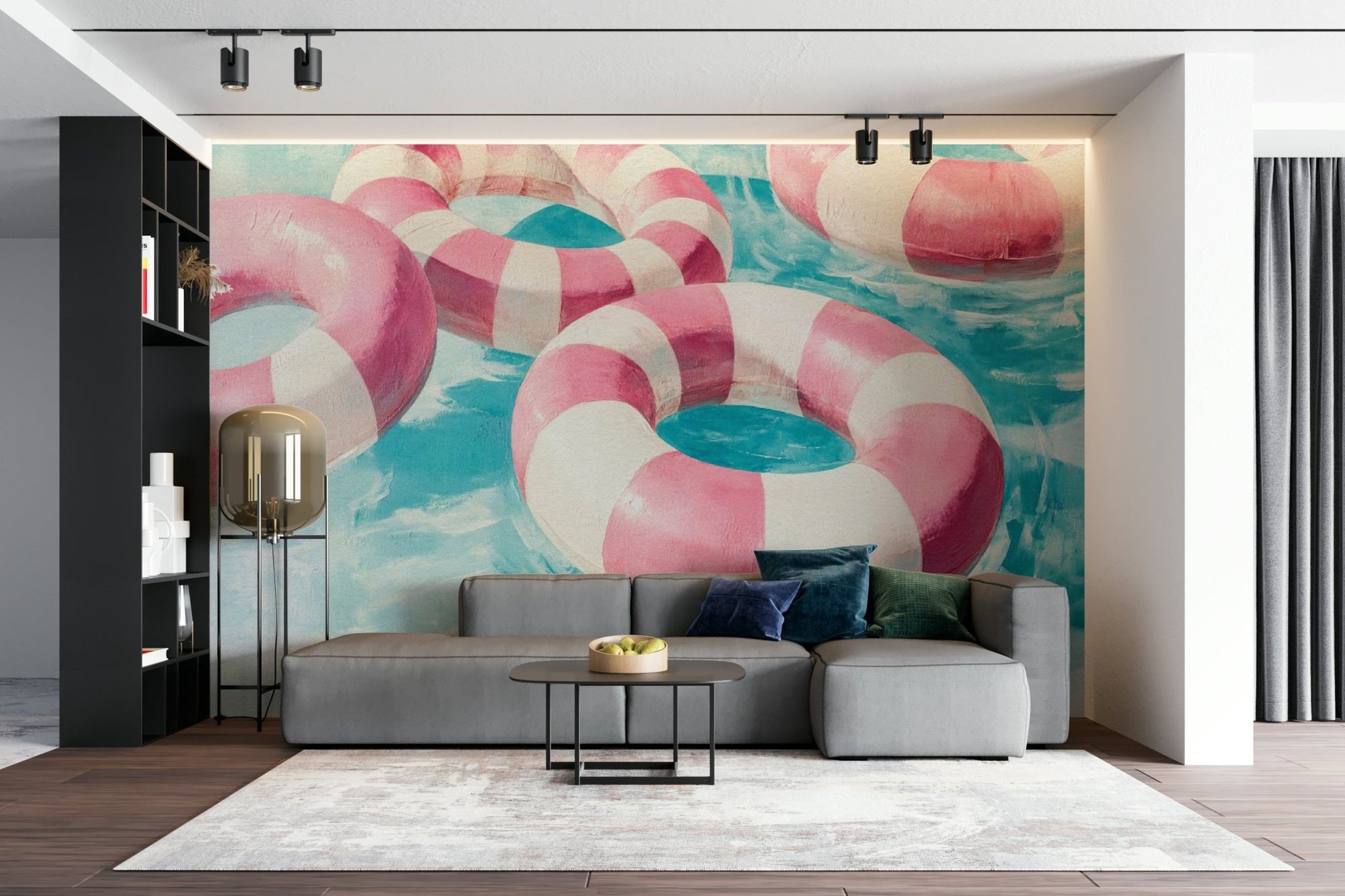 Floating into Relaxation mural with soft abstract forms, GD2148
