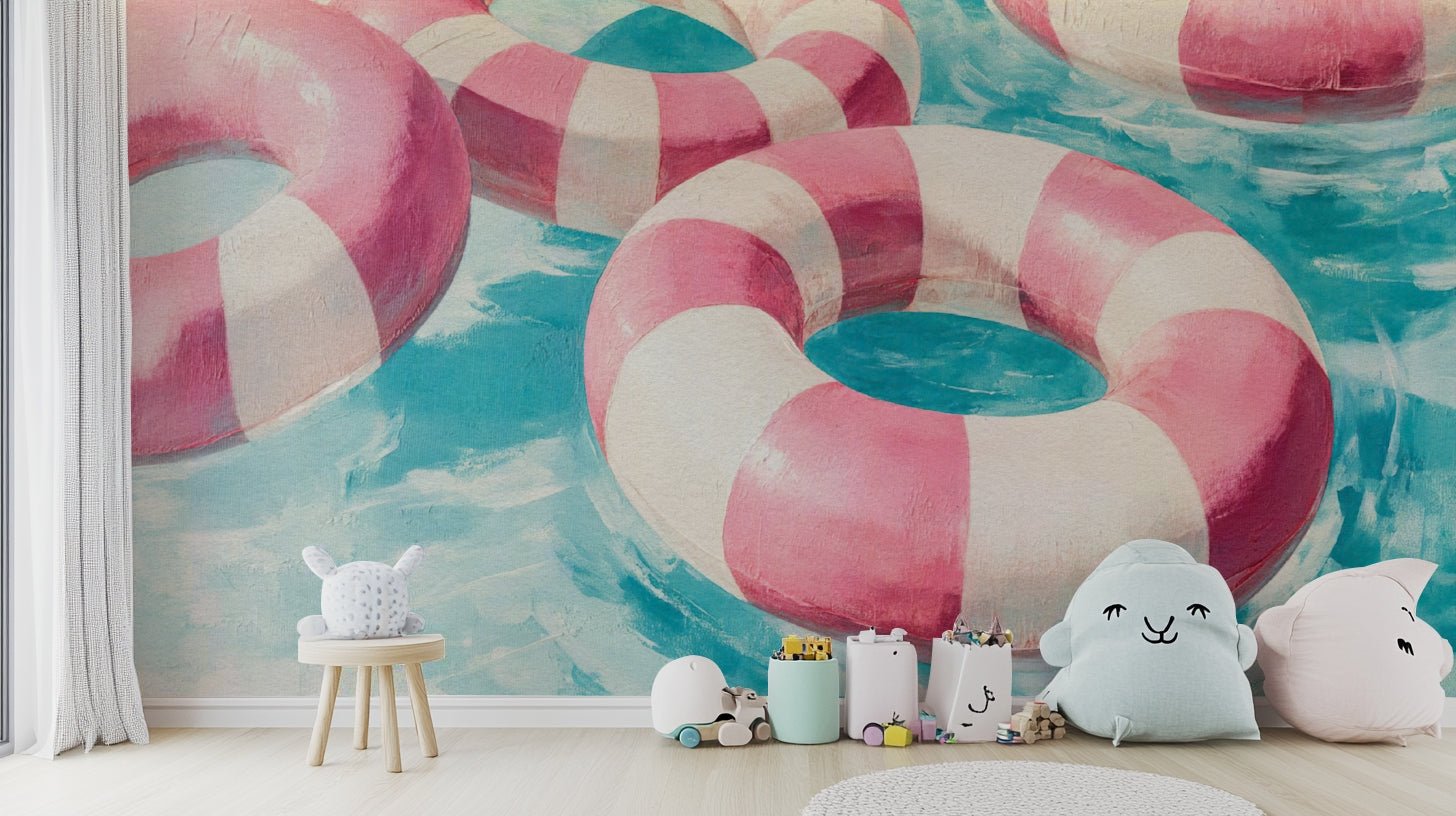 Modern wellness room featuring soft gradient mural

