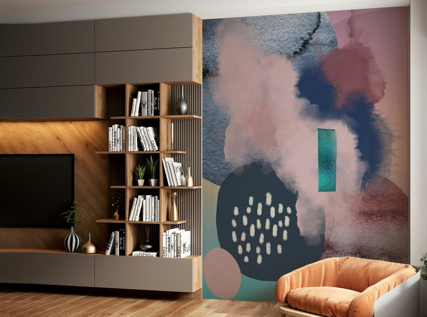 Floating mural for peaceful room decor

