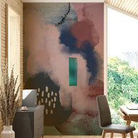 Floating wall mural with abstract movement

