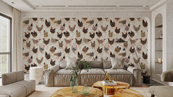 Unique fowl wallpaper for farmhouse style, AN55