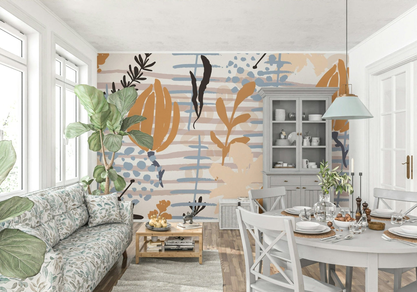 An artistic nature inspired mural for home decor.