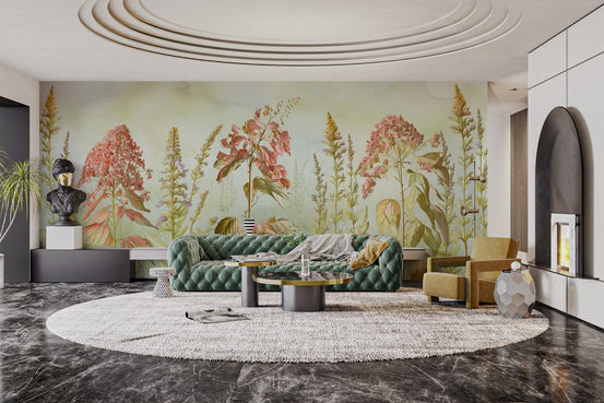 Wild flowers meadows wallpaper mural for a fresh, natural look. DTIL19