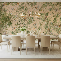 Floral Aviary Wall Mural enhancing a bright interior space.