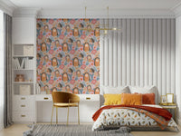 Artistic wildlife scene wall mural for a relaxing lounge atmosphere.