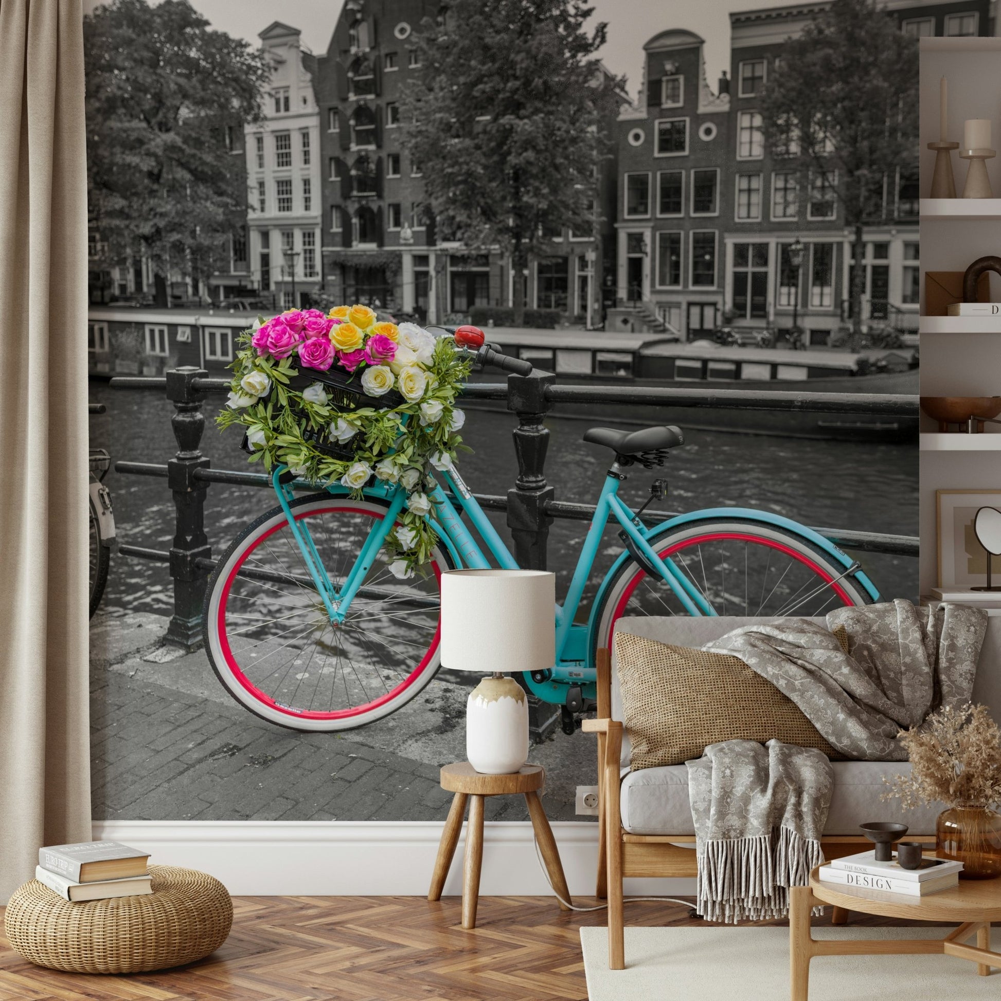 Floral Bicycle of Amsterdam Wall Mural