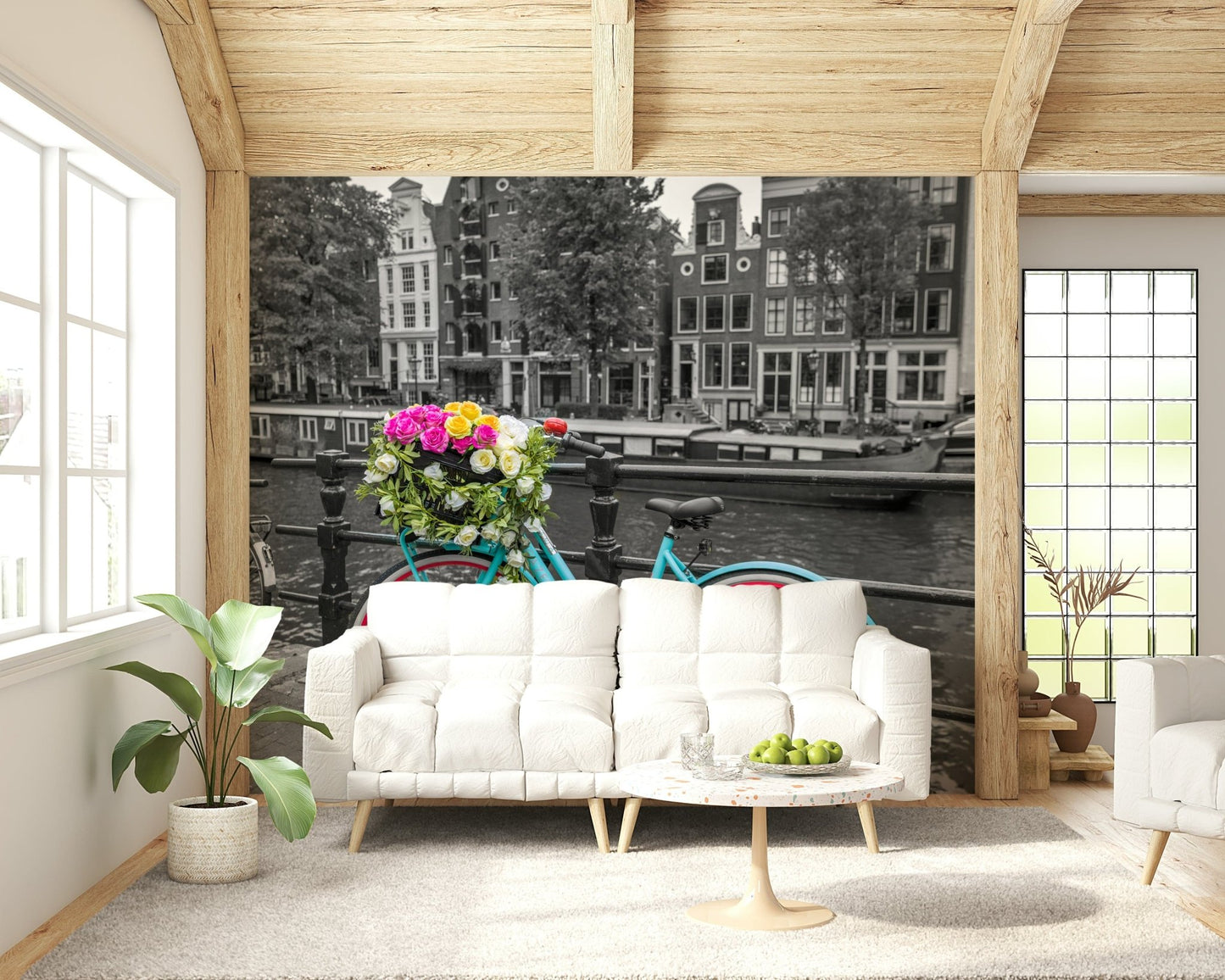 Floral Bicycle of Amsterdam Wall Mural