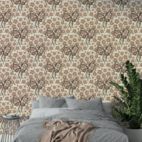 Floral bouquet with bow wallpaper design

