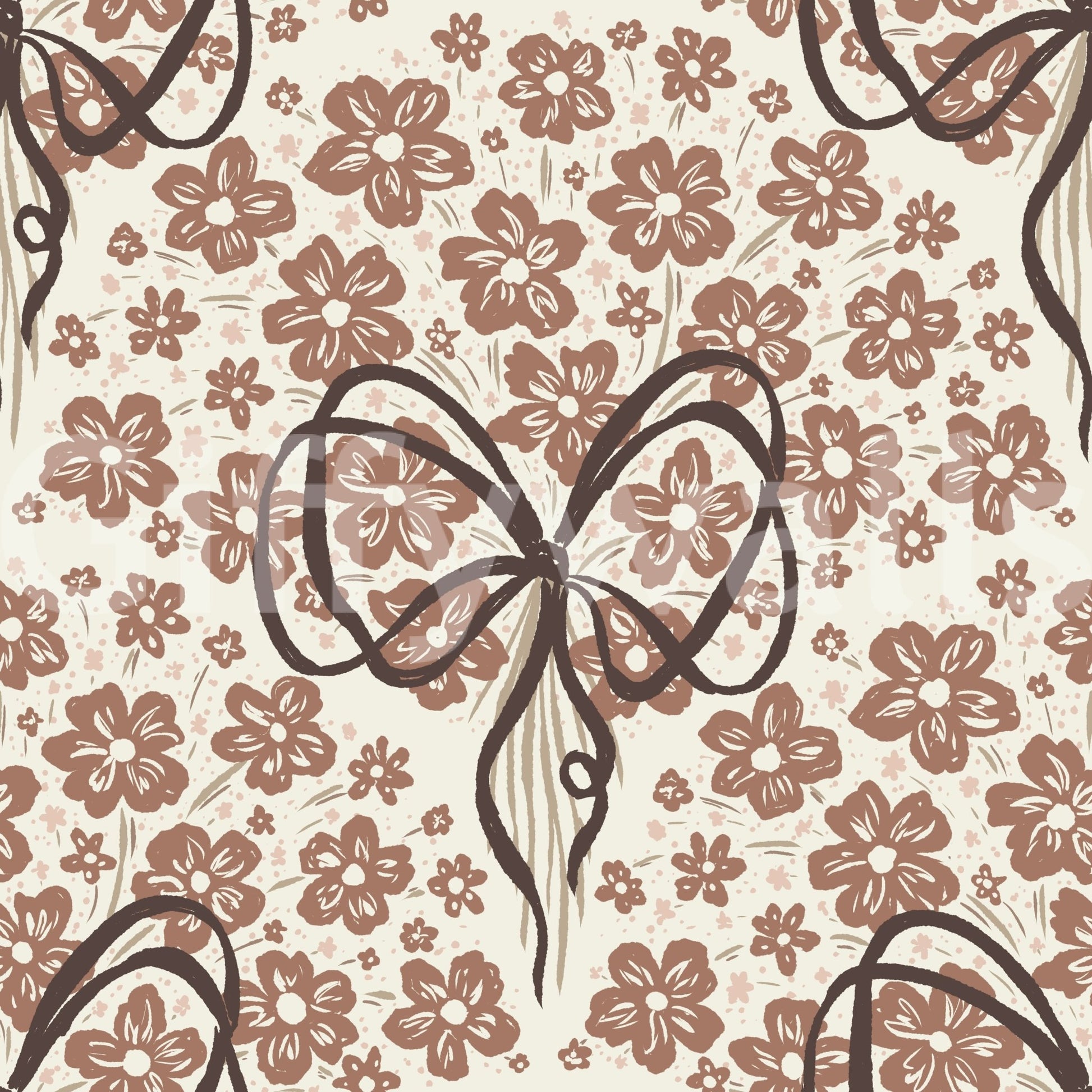 Decorative floral bow wallpaper mural

