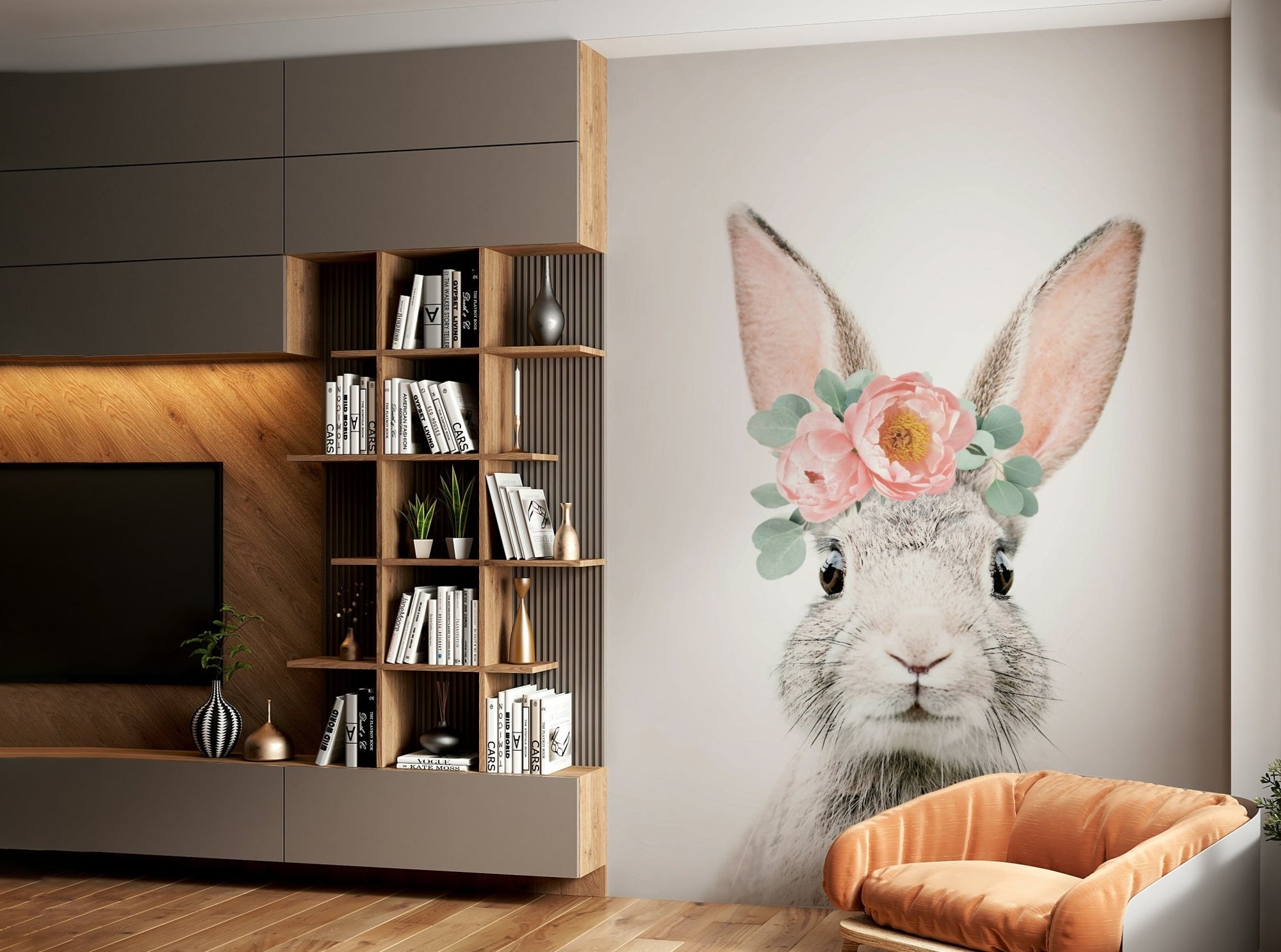 Adorable bunny with floral elements. GD2942


