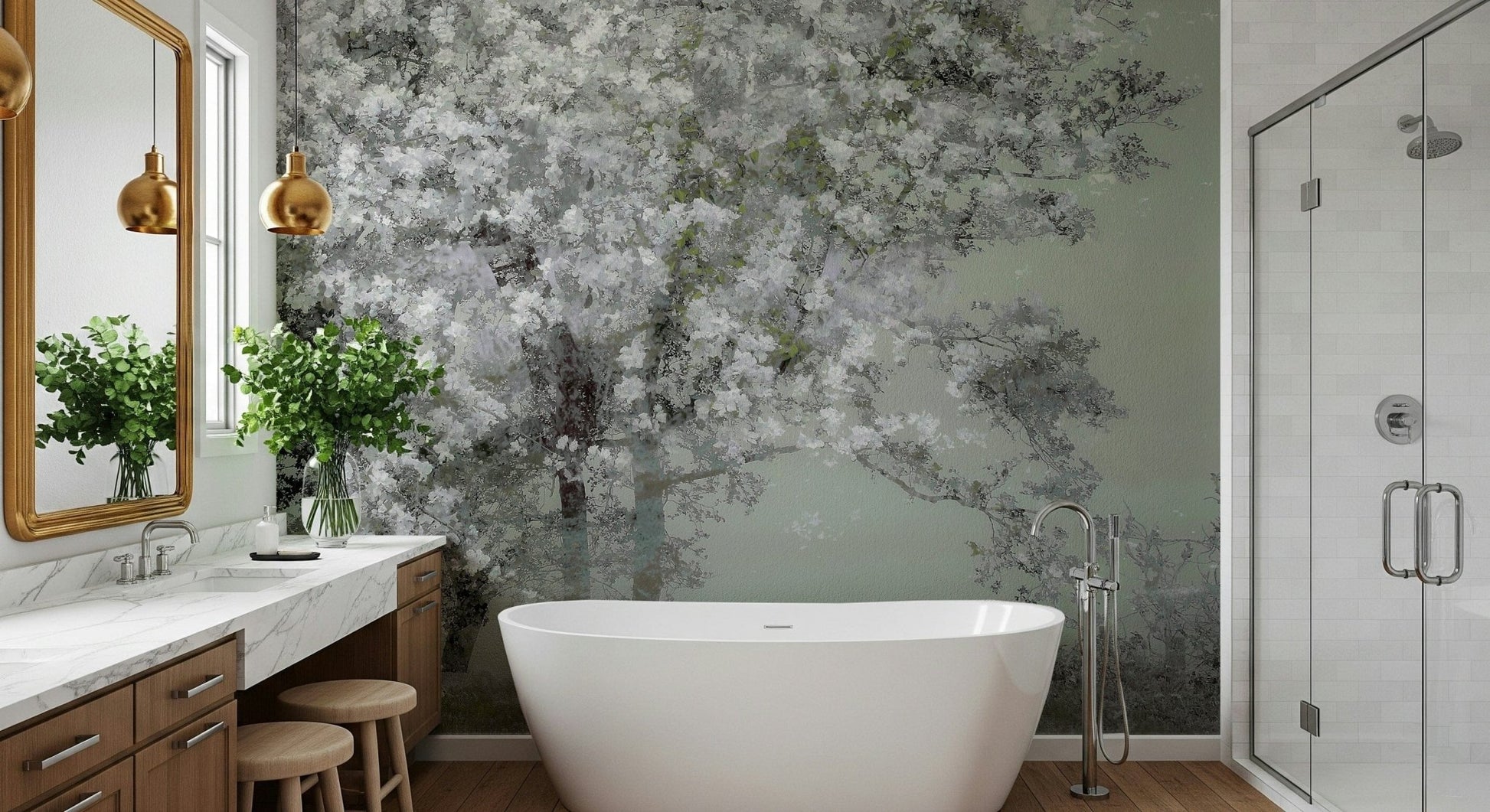 A serene subtle flower wall mural for your decor.
