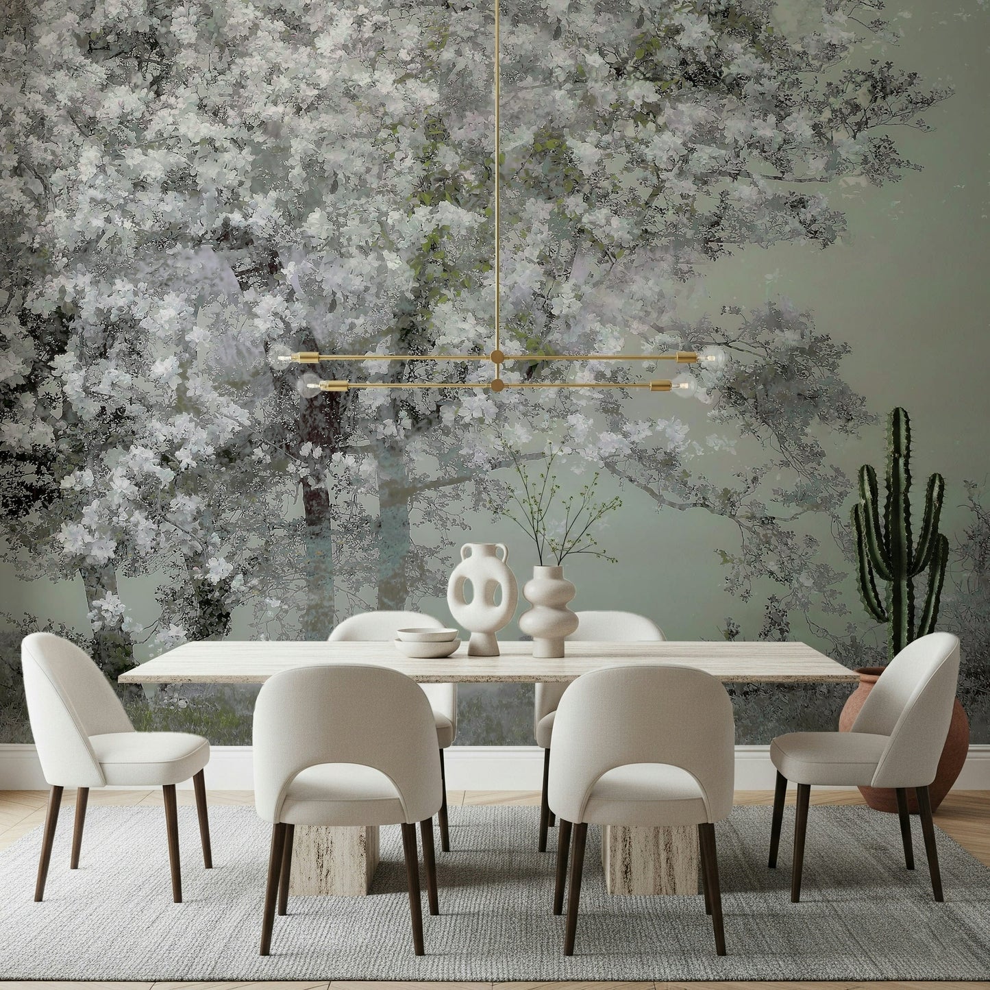 An artistic nature inspired mural for home decor.