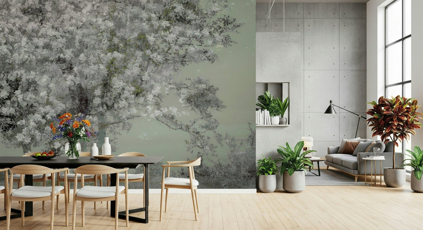 A beautiful modern art wall mural of delicate flowers.