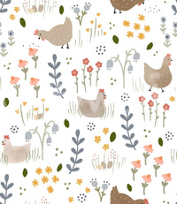 Hens among wildflowers art

