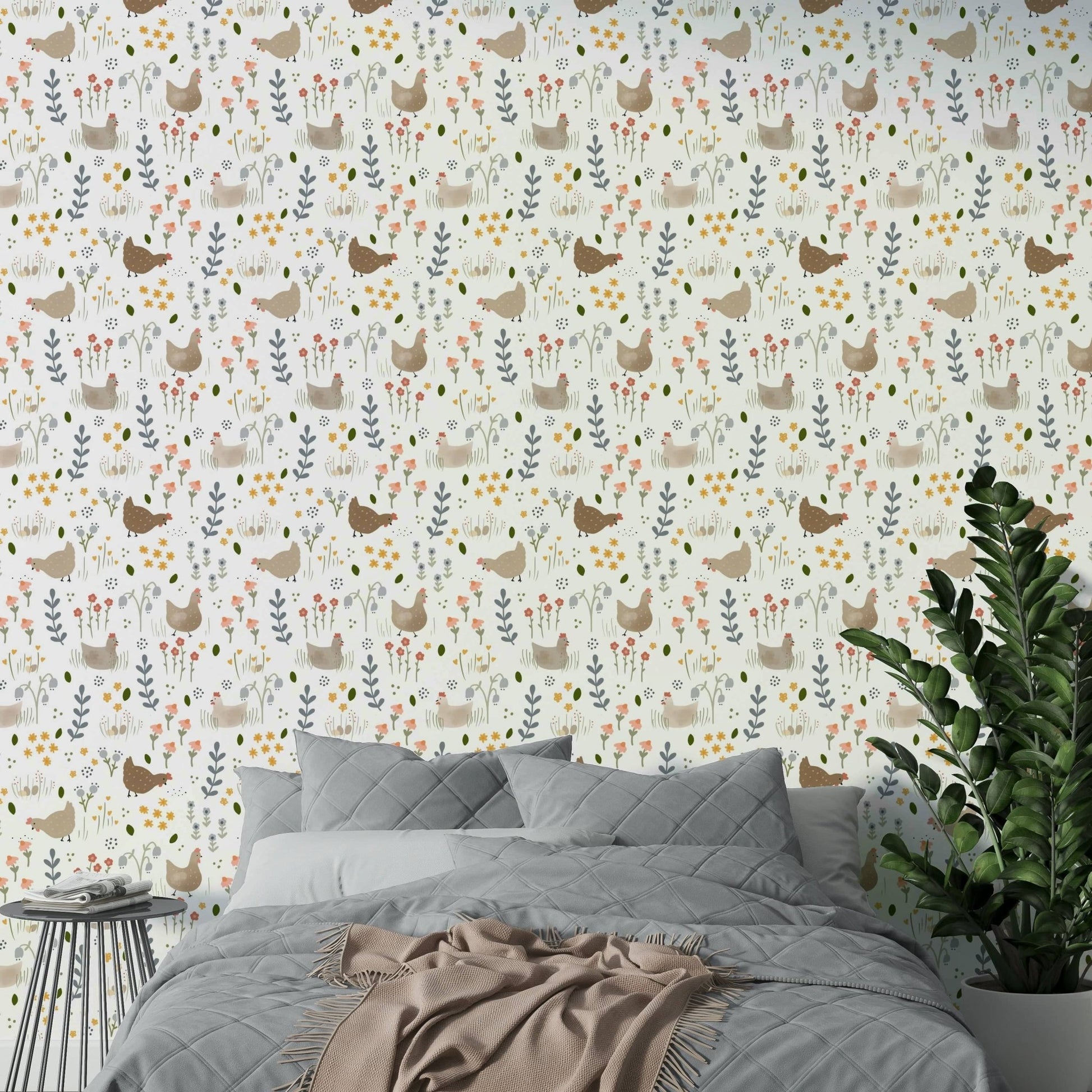 Country hen and blooms design

