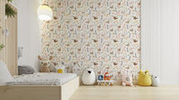 Roaming chickens floral scene

