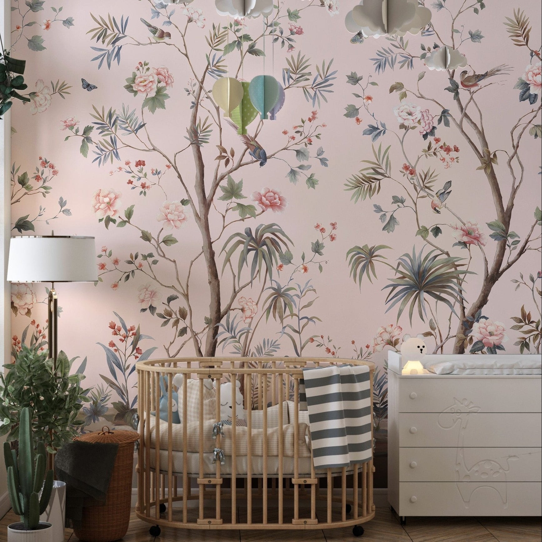 Pink Chinoiserie Floral Wallpaper
A490