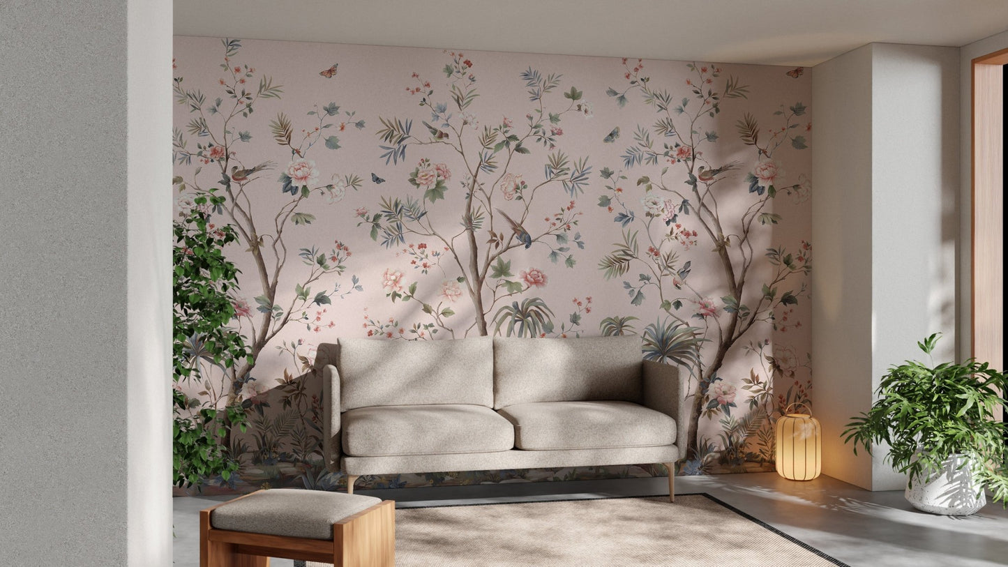 Chinoiserie Floral Wallpaper in Pink
A490