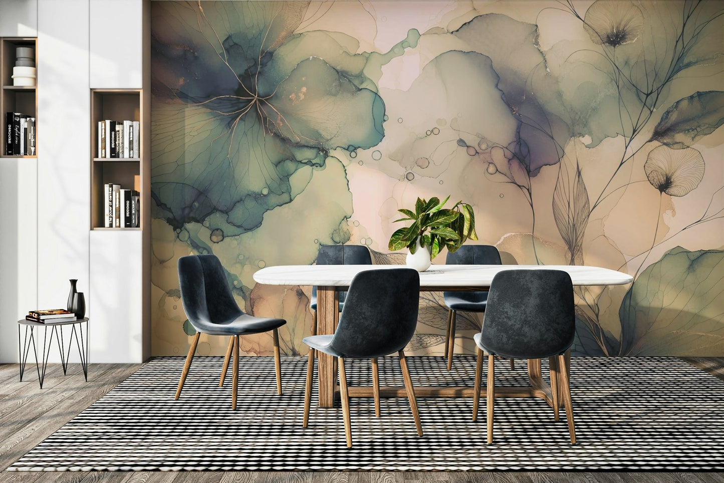 Feminine floral wallpaper with airy blooms.


