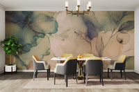 Artistic flower mural for calm, sophisticated spaces.


