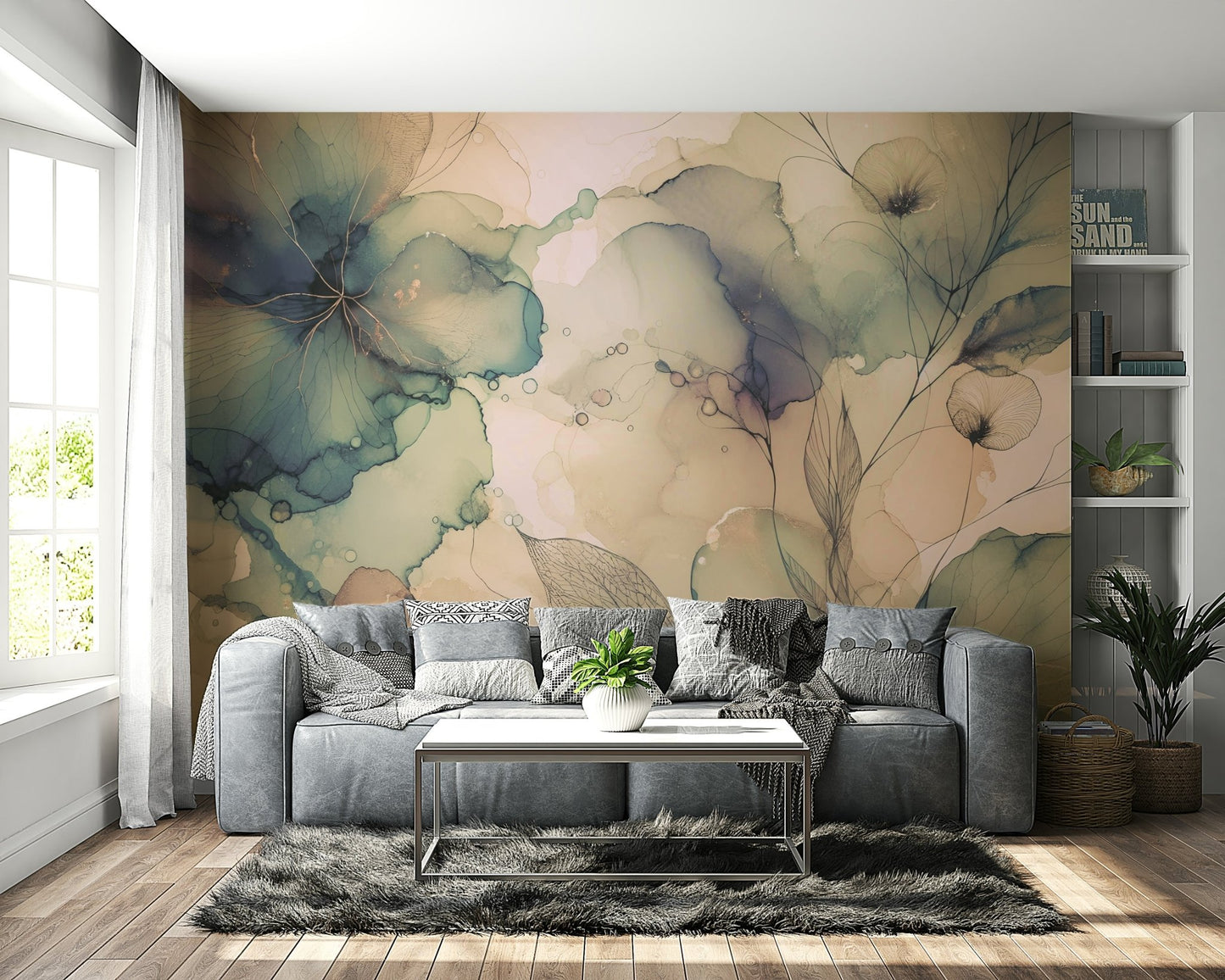 Soft focus flower mural in dreamy hues.

