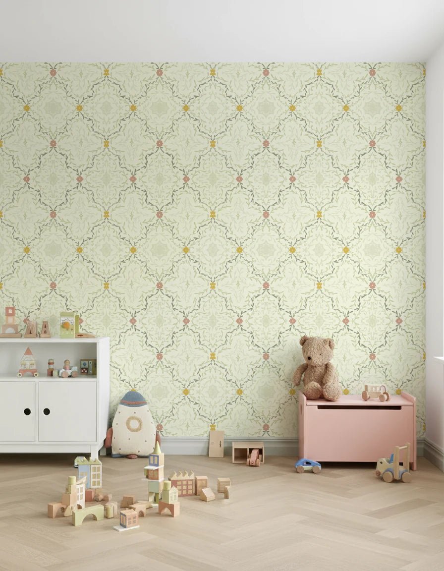 Classic floral lattice wallpaper for a modern flat wall mural.