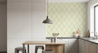 Floral Echo Wallpaper with symmetrical green vine wall mural.