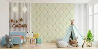Elegant diamond pattern floral wallpaper for a nursery wall mural.
