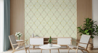 Pastel pink and yellow blossoms on cream wallpaper wall mural.